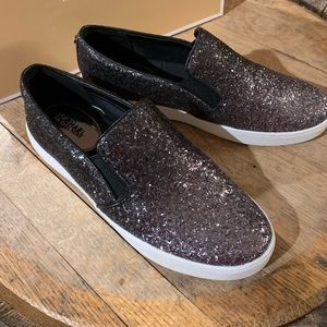 Michael Kors gunmetal glitter slip-on